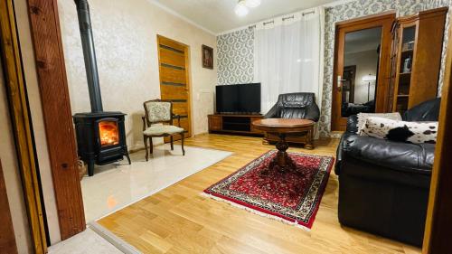 TV a/nebo společenská místnost v ubytování Gemütliches Apartment mit Kamin und Wohnküche