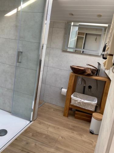 łazienka z prysznicem i umywalką w obiekcie Maison loft w La Rochelle