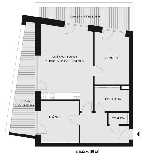 a schematic diagram of a building at Horský apartmán Nový Javor - s možností využití wellness in Železná Ruda