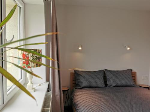 Giường trong phòng chung tại Ant Bangos