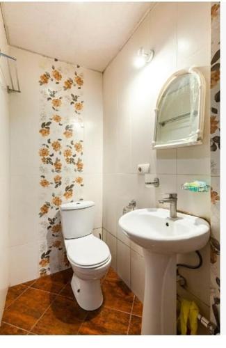 トビリシにあるCozy, Warm & Cheapのトイレと洗面台付きのバスルーム