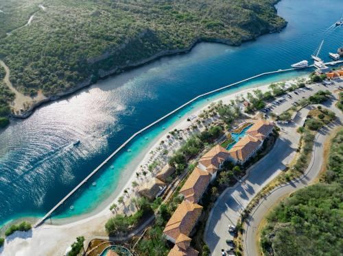 an aerial view of a river with a resort at Sandals Royal Curacao All Inclusive Couples Only in Nieuwpoort