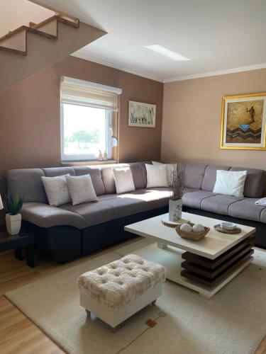 a living room with a couch and a table at Kuća za odmor Milan in Šarengrad