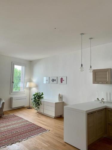 kuchnia z białymi ścianami i białym blatem w obiekcie Quartiere 11 w mieście Vicenza