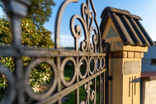 a close up of a wrought iron fence at Vila Heide in Česká Kamenice