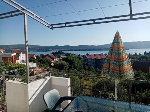 a view of a balcony with a swimming pool at Apartmani Bosco in Tivat