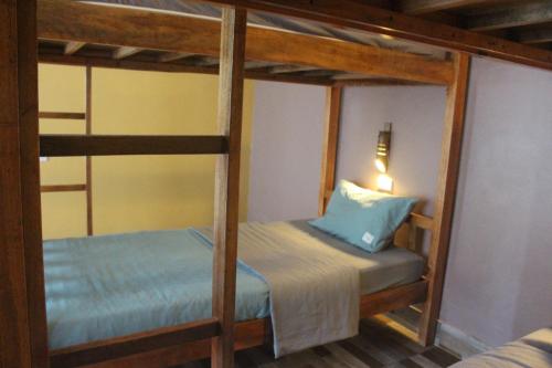 a bedroom with two bunk beds in a room at Ba Be Hostel in Bak Kan