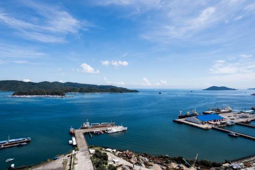 an aerial view of a large body of water at Jesselton Quay by Pinstay in Kota Kinabalu