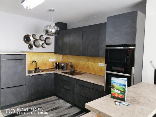 Kuchyň nebo kuchyňský kout v ubytování Apartament Mikulove