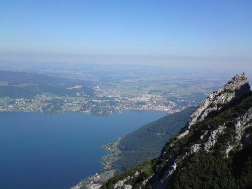 a view of a body of water from a mountain at Bernhard Schmidt-Gasse in Gmunden