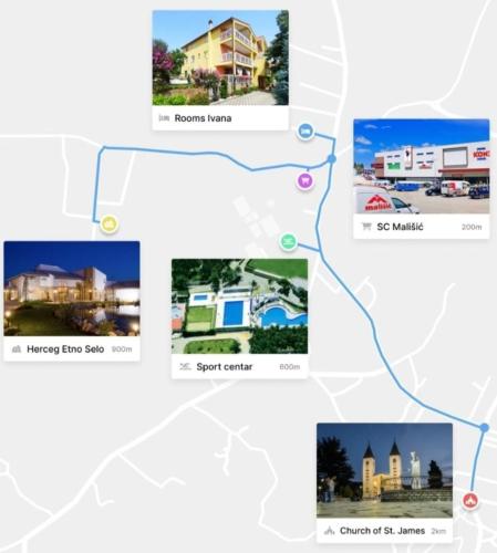 a screenshot of the google maps page of houses at Rooms Ivana in Međugorje