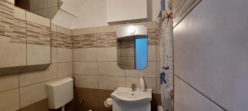 uma casa de banho com um WC e um lavatório em Casa Merisor em Sibiu