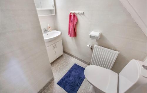 a white bathroom with a toilet and a sink at 4 Bedroom Stunning Home In Åsenhöga in Åsenhöga