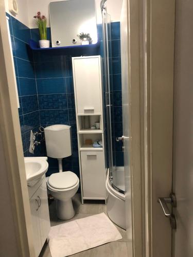 a small bathroom with a toilet and a sink at Apartment Ura in Rijeka