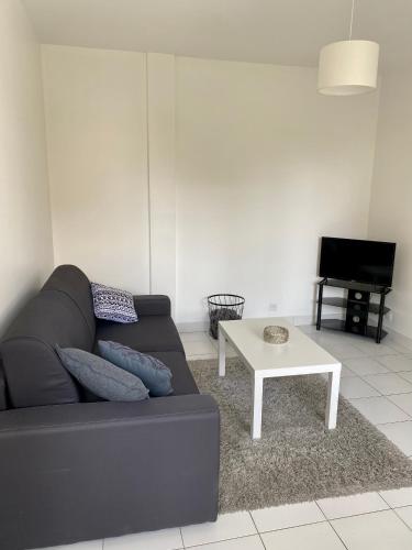 a living room with a couch and a table at Kremlin Bicêtre - appartement aux portes de Paris in Le Kremlin-Bicêtre