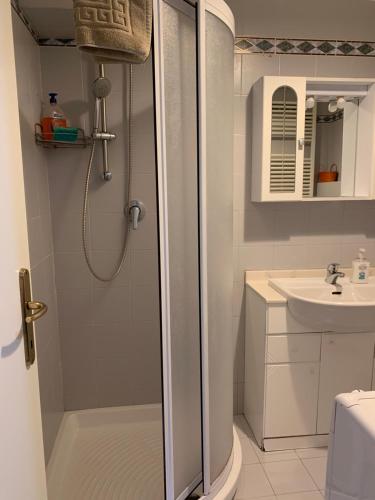 La salle de bains est pourvue d'une douche et d'un lavabo. dans l'établissement La Casetta, à Vérone