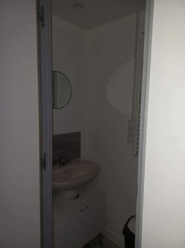 a bathroom with a sink and a mirror at 17, face à la gare in Lannion