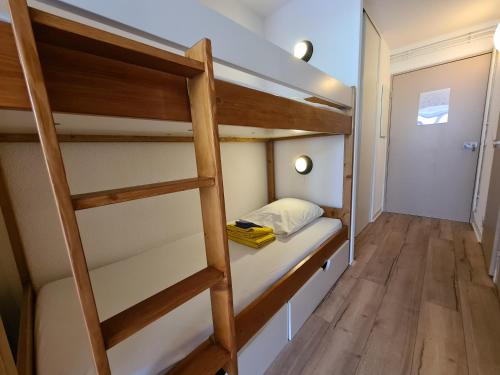 Łóżko piętrowe w pokoju z drabiną w obiekcie Echappée en altitude w mieście La Mongie