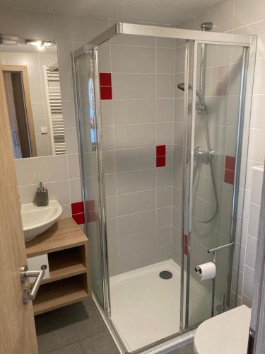 Koupelna v ubytování Apartmán Emmi