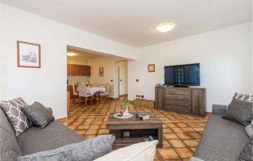 een woonkamer met 2 banken en een flatscreen-tv bij Beautiful Apartment In Veprinac With Wifi in Veprinac