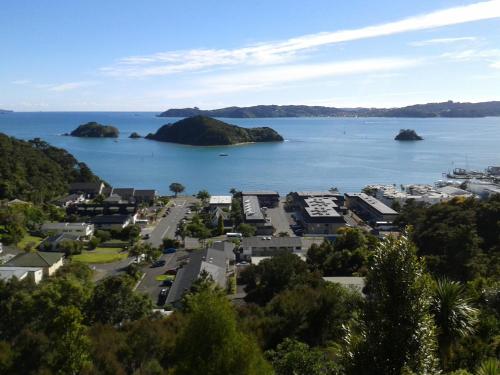 a view of a city and a body of water at Allegra House in Paihia