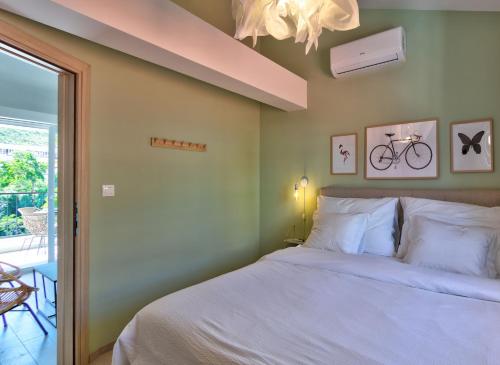 Letto o letti in una camera di Villa Amaleo