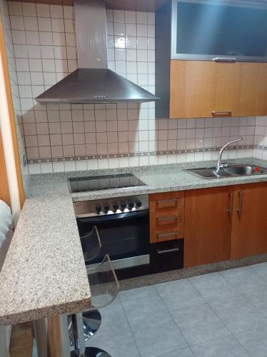 a kitchen with a stove and a sink at estudio centro vigo in Vigo