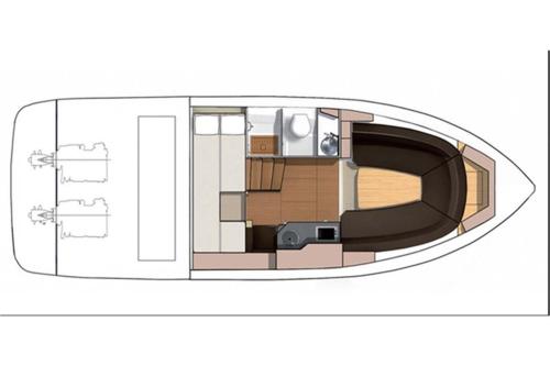 a floor plan of a small yacht at Daily Cruises Private Yachts in Zakynthos Town