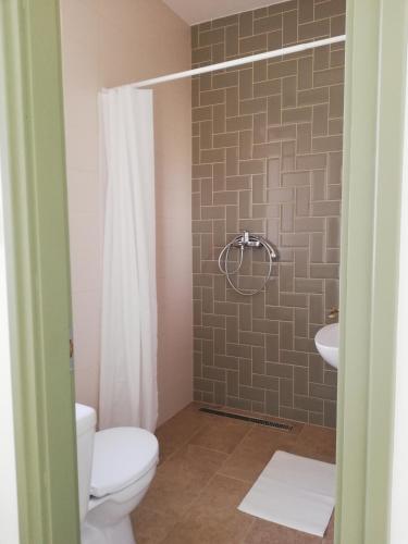 a bathroom with a toilet and a sink at Zöld Terasz Vendégház in Egerszalók