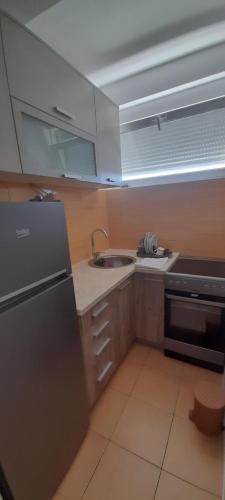 a kitchen with a sink and a stove at Apartment Luka in Podgorica