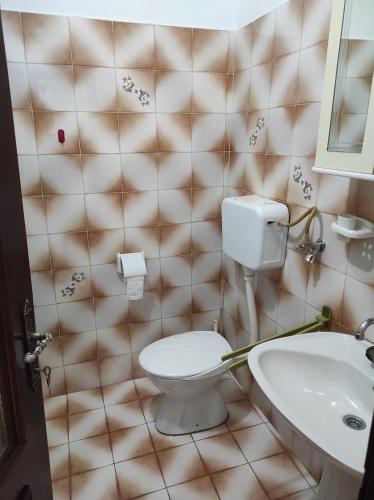 a bathroom with a toilet and a sink at Apartman Mali Pijesak in Bar