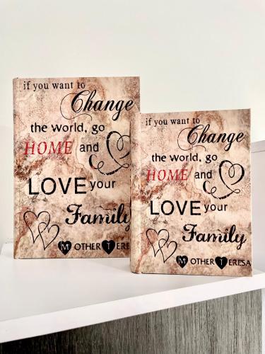 a set of two hearts canvas prints on a shelf at ISLAND SUITES in Arona