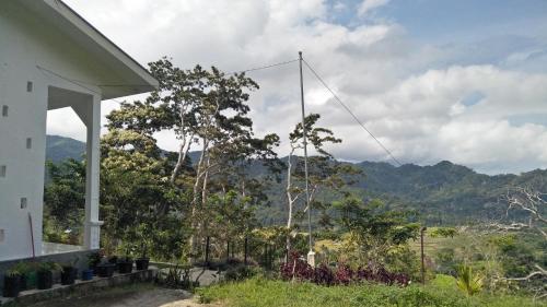 a house with a view of a mountain at Filomena Lodge in Ende