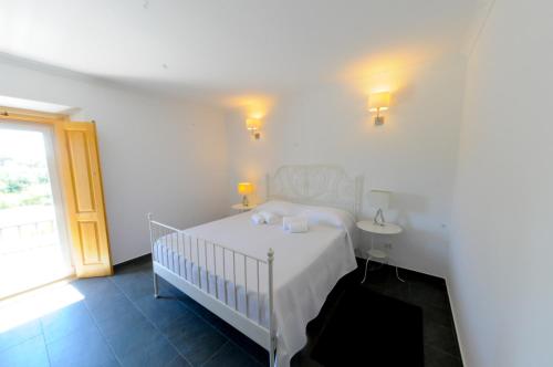 a white bedroom with a bed and a window at Casa das Rendufas- Turismo Rural com Figos in Rendufas da Estrada