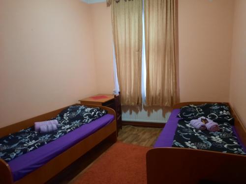 a small room with two beds and a window at NENSI in Prokuplje
