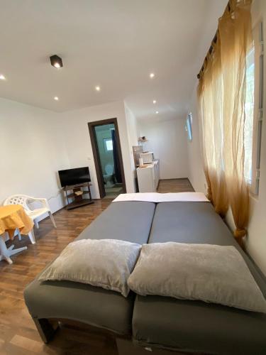 1 dormitorio con 1 cama grande en una habitación en Apartmani LALA 2 Canj, en Čanj