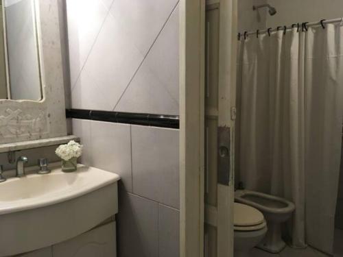 un bagno con lavandino, WC e doccia di DEPTO PAZ a Dolores