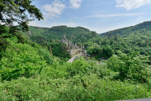 a view of a town in the middle of a forest at Der Eifel Perle Manderscheid in Manderscheid