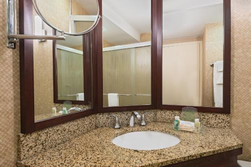 a bathroom with a sink and a mirror at Holiday Inn Knoxville West - Cedar Bluff, an IHG Hotel in Knoxville