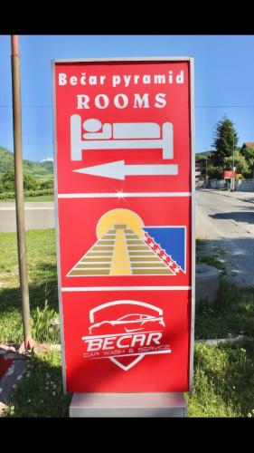 a red sign for a detroitrousrousrousrousrous at Becar Pyramid Rooms in Visoko