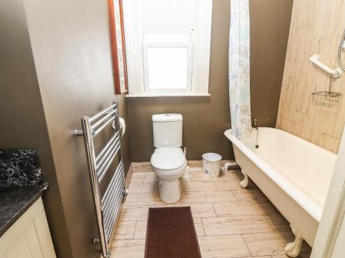 a bathroom with a toilet and a tub and a sink at The Merchant's Store in Kilrush