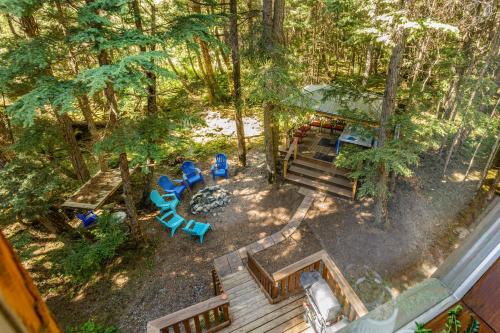 an aerial view of a playground in the woods at Cozy Tree & Ski House in Girdwood