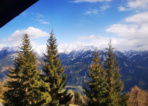 three pine trees on top of a mountain at RANGERSDORFER HÜTTE in Witschdorf
