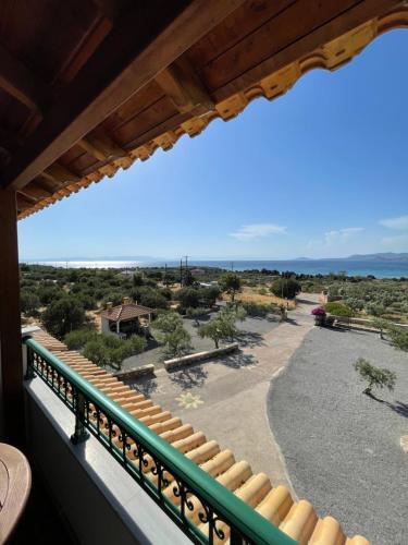 a view of the desert from a balcony at Niriides Rooms in Elafonisos