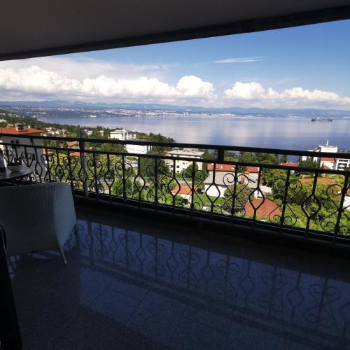 a view of the water from a balcony at Villa Allegra 1 in Lovran