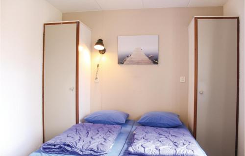 een slaapkamer met 2 bedden en blauwe kussens bij Cozy Home In Vledder With Wifi in Vledder