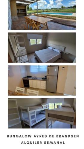 duas fotos de uma cozinha e um quarto em AYRES DE BRANDSEN em Brandsen