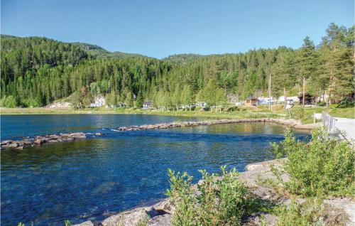 a view of a river with trees in the background at Sundflathytta in Edlandsgrend