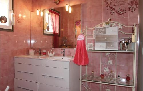 uma casa de banho com um lavatório e um espelho em Cozy Home In Bdarrides With Wifi em Bédarrides