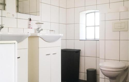 La salle de bains est pourvue d'un lavabo et de toilettes. dans l'établissement 2 Bedroom Gorgeous Home In Smilde, à Smilde